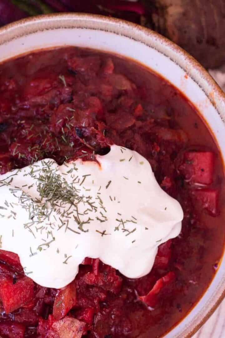 Ukrainian Borscht in a bowl