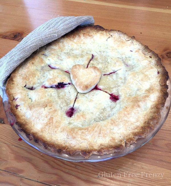 This gluten-free razzleberry pie is full of delicious berries and so easy to make. It's perfect ala' mode during the summer or hot out of the oven at Thanksgiving!