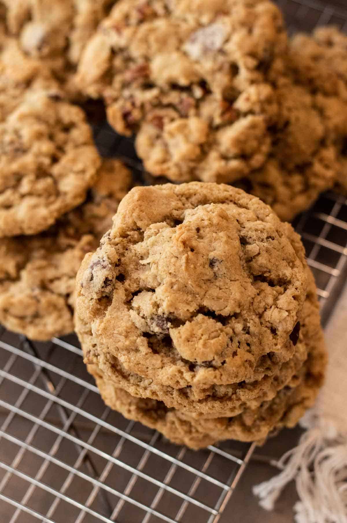 Gluten Free Oatmeal Chocolate Chip Cookies on a baking sheet