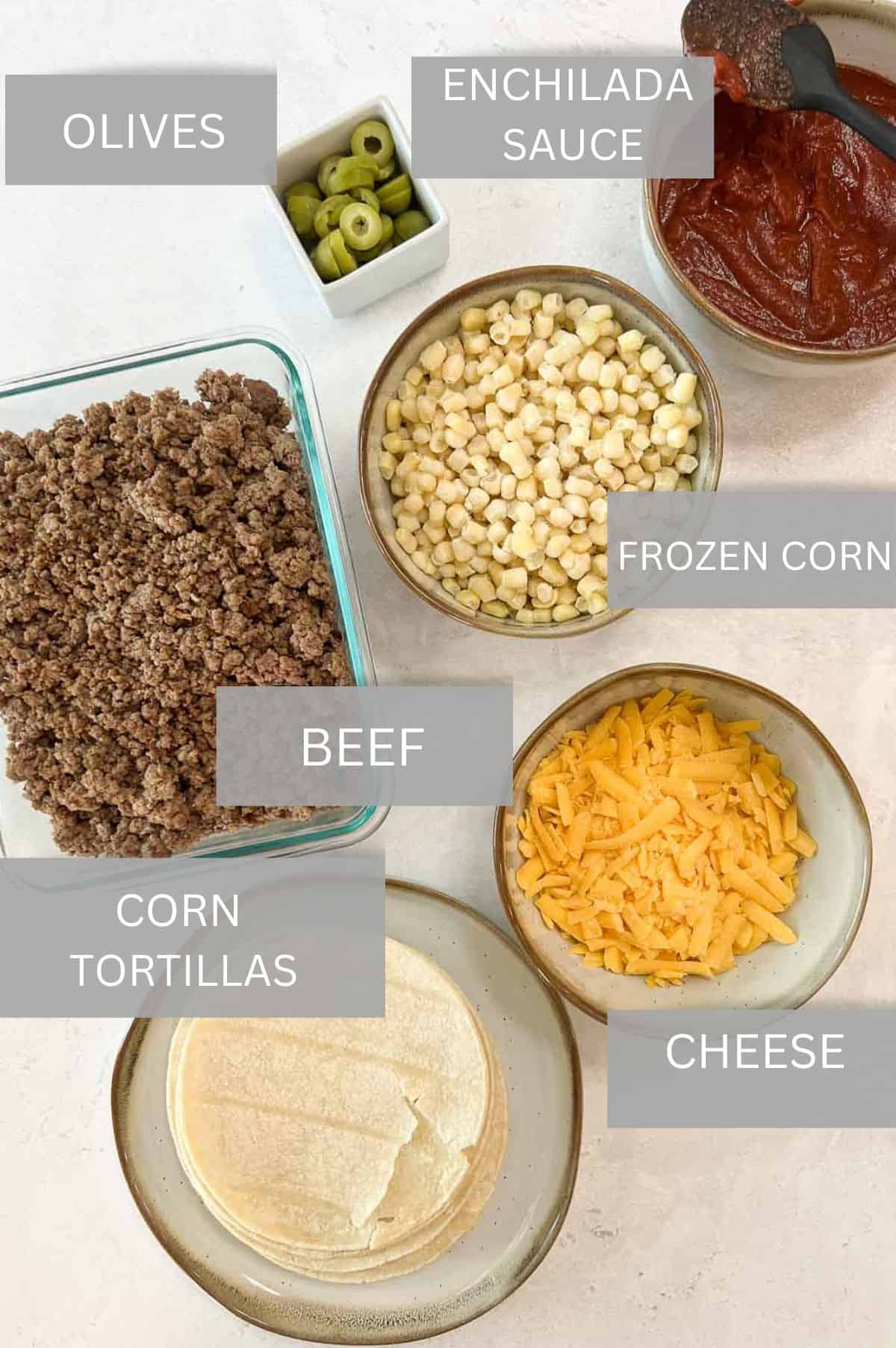 Easy Taco Casserole ingredients