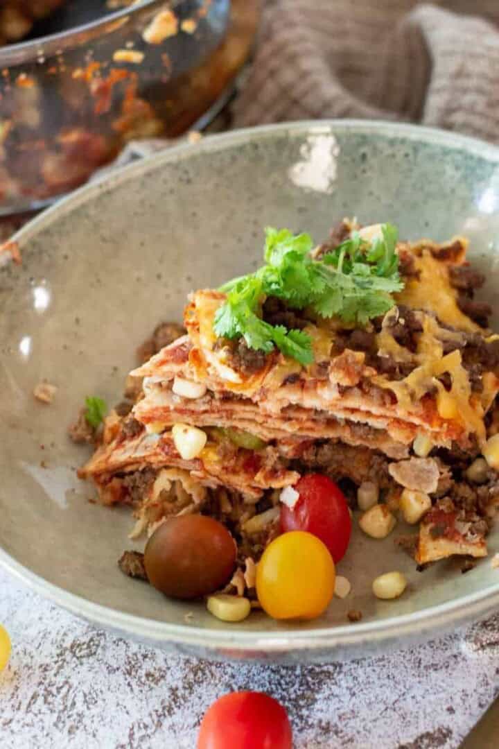 Easy Taco Casserole in a dish