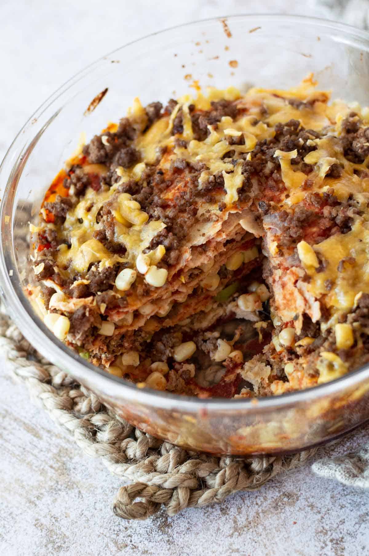 Easy Taco Casserole in a dish