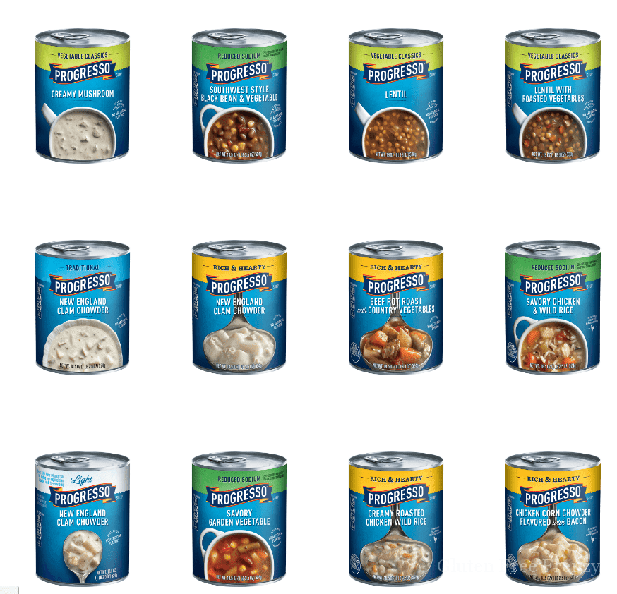 Canned Progresso Soups that are gluten-free