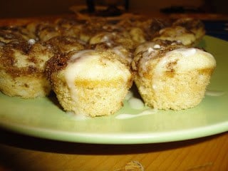 Easy Cinnamon Roll Muffins on a plate