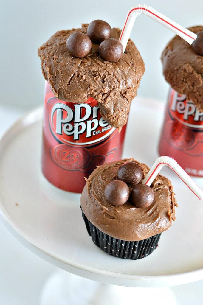 These gluten-free Dr Pepper cupcakes are so delicious and will knock the socks out of all Dr Pepper soda fans! | gluten free cupcake recipes | gluten free desserts | gluten free sweet treats || This Vivacious Life #glutenfree #recipe #dessert #glutenfreedessert #cupcakes #drpepper 