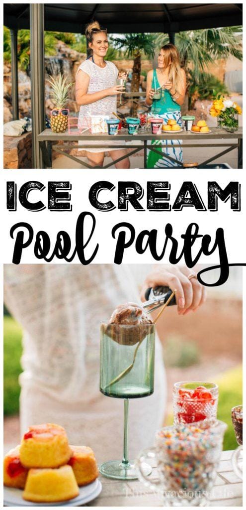 The BEST Icecream Pool Party Ideas Around! Plus, gluten-free pineapple upside down cake. | summer parties for adults | summer ice cream party | summer pool party || This Vivacious Life #poolparty #summerparties