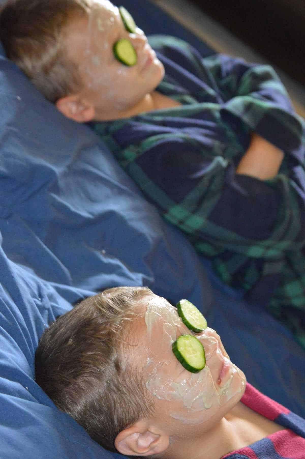 Kids doing a spa day at home 
