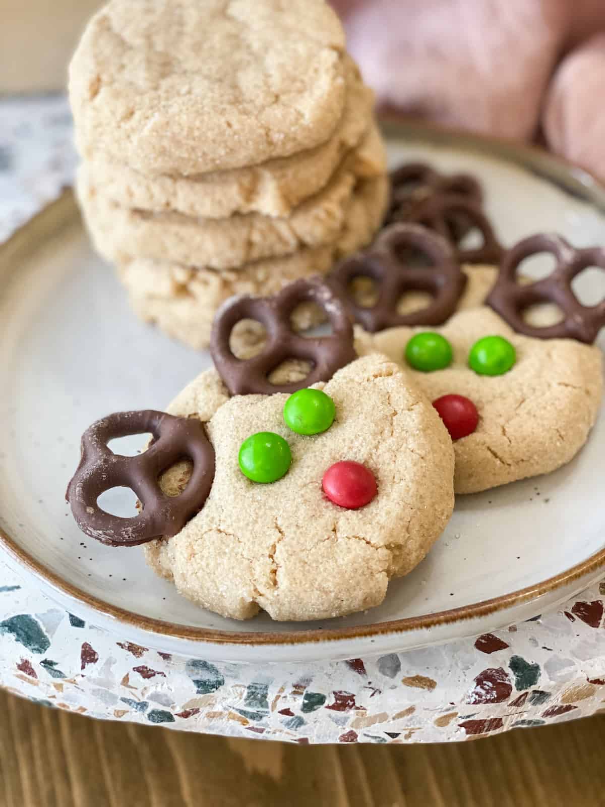 Reindeer cookies on a plate