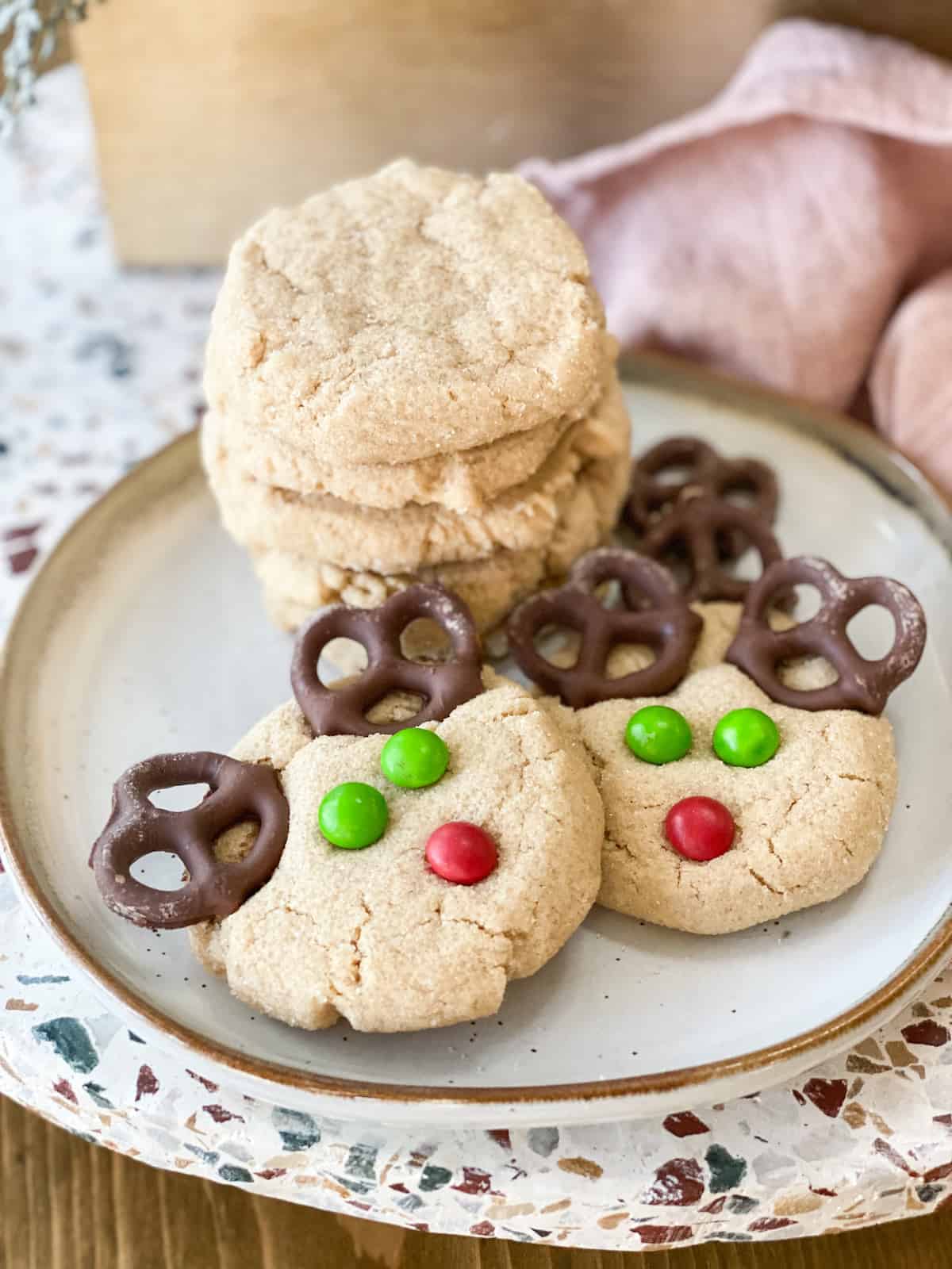 Reindeer cookies on a plate