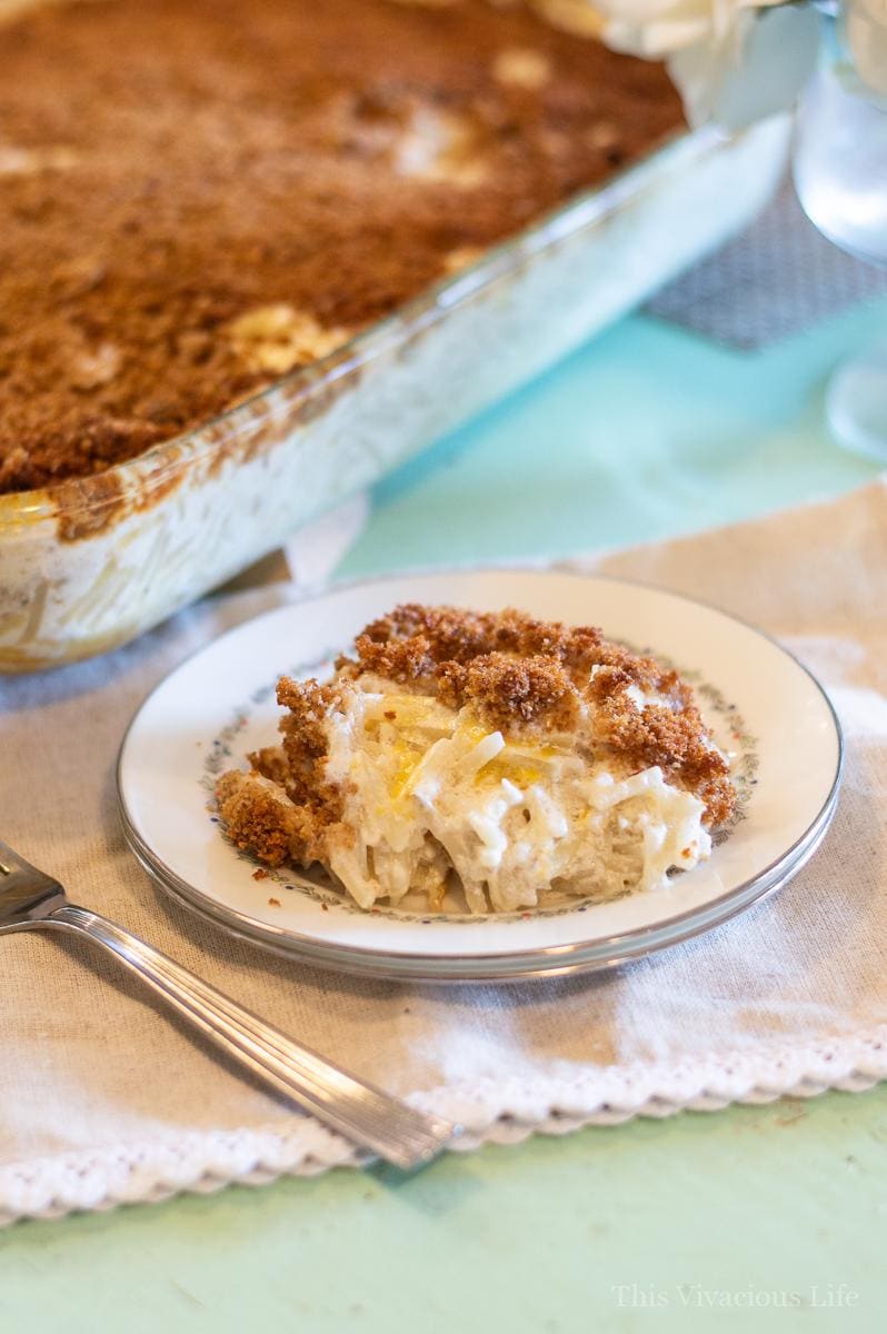 These gluten-free funeral potatoes are easy to make and a real crowd pleasing recipe. It's a family favorite meal is one we have been enjoying for generations. You can also call them yummy potatoes or cheesy hashbrown casserole.