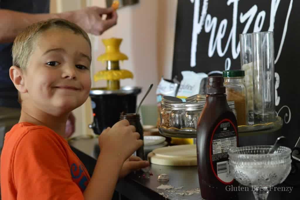 Pretzel bar perfect for a family night party! www.glutenfreefrenzy.com