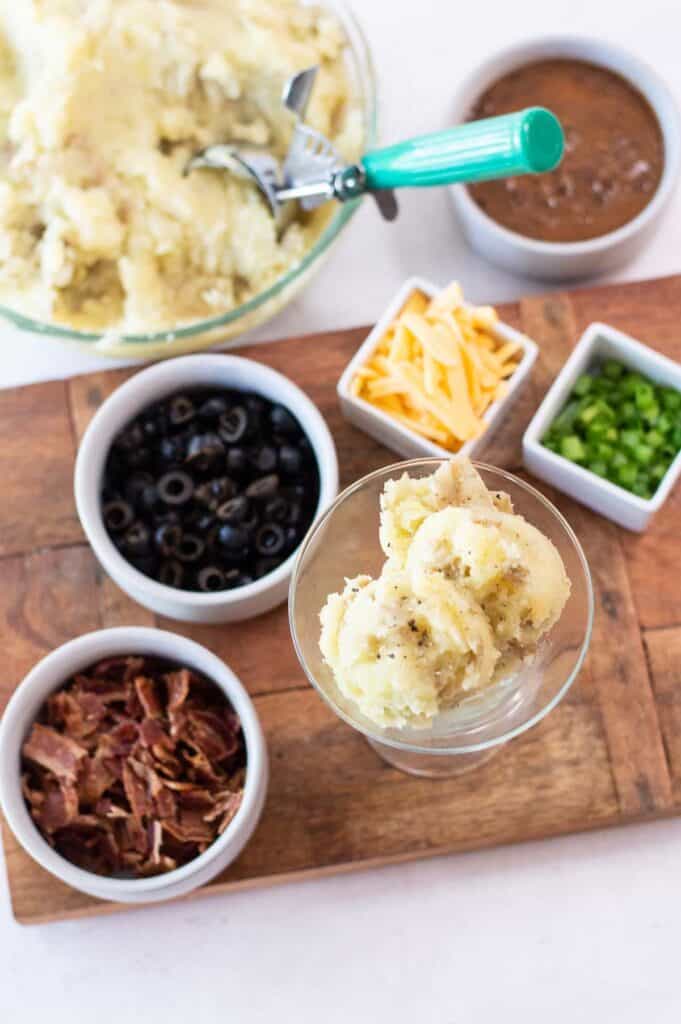 mashed potato bar with toppings