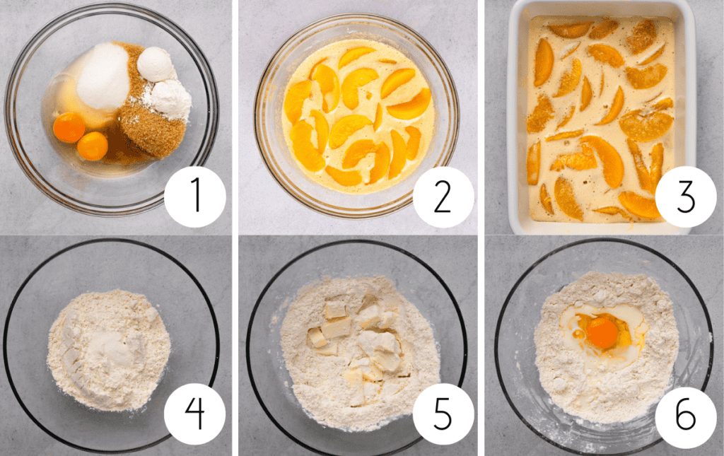 step by step image of how to make gluten free peach cobbler 