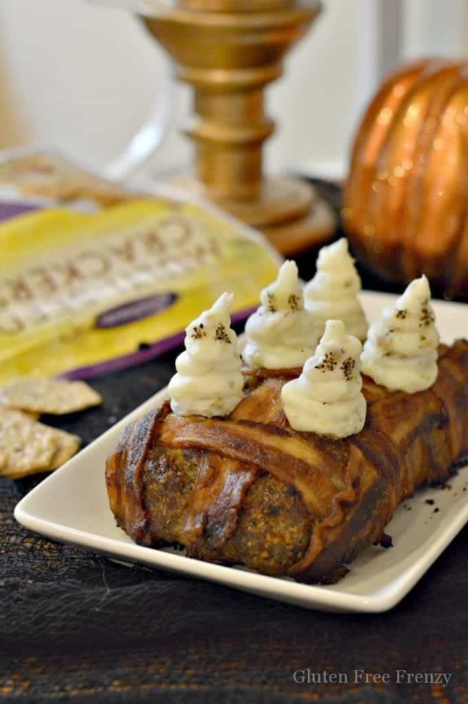 Halloween Meat Loaf
 Bacon Wrapped Meatloaf with Ghost Mashed Potatoes
