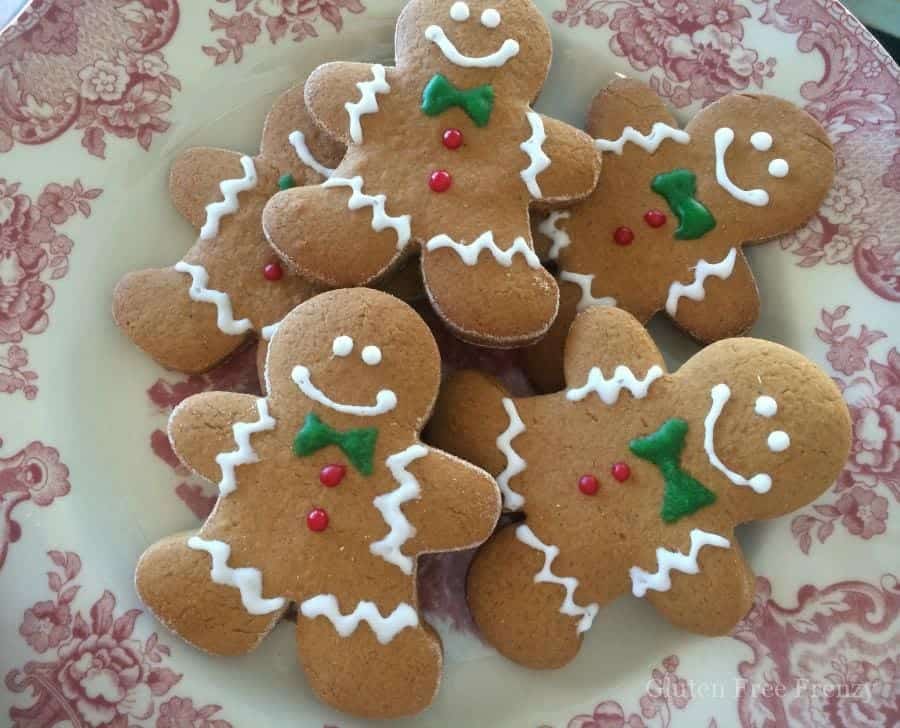 These gluten-free gingerbread men help you get into the holiday spirit with flavors like nutmeg and molasses. These fragrant little cookies are a family favorite that also work perfectly for Santa's cookies before Christmas.| gluten free gingerbread recipes | gluten free Christmas cookies | gluten free cookie recipes | gluten free holiday treats || This Vivacious Life #gingerbreadmen #glutenfreeChristmas