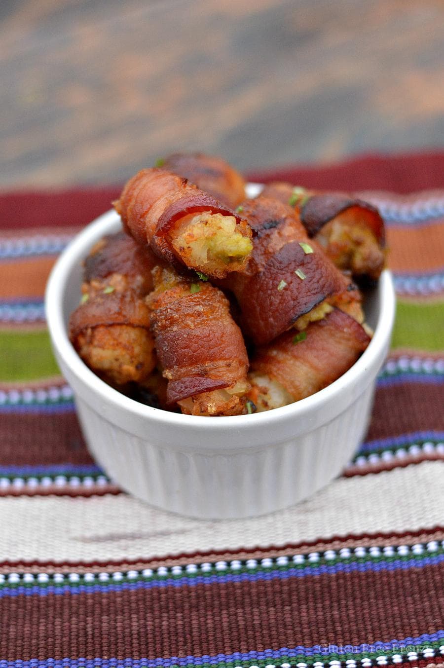 Bacon wrapped tater tots
