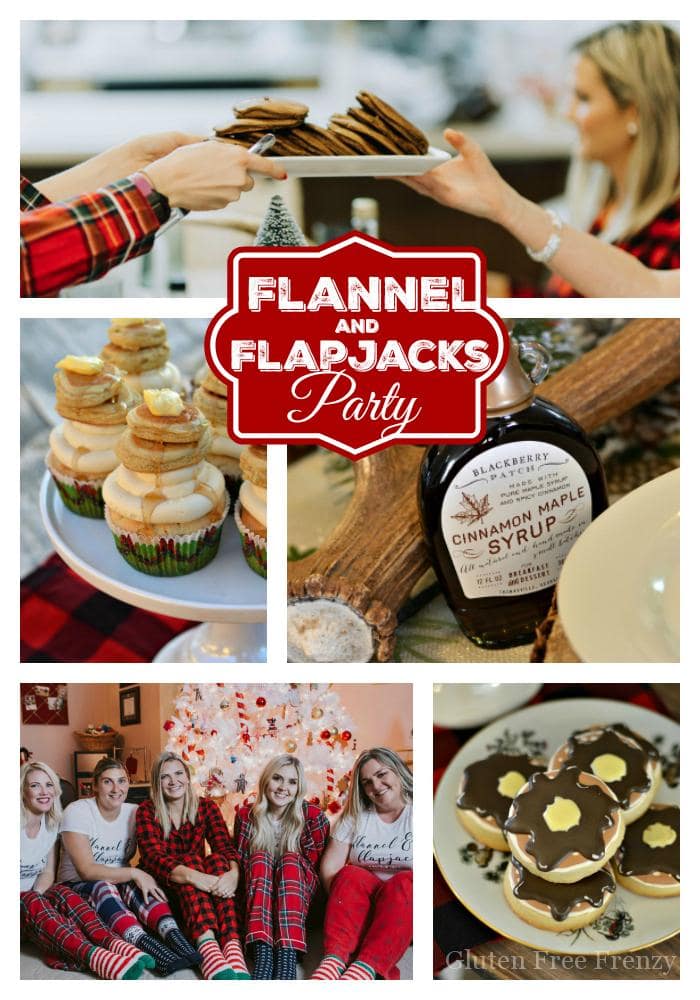 This flannel and flapjacks holiday party is full of rustic holiday fun! From the pancake decorated sugar cookies, gingerbread pancakes with sugared cranberries and flannel pj gift exchange, it has all the makings of a great holiday or Christmas girls party.