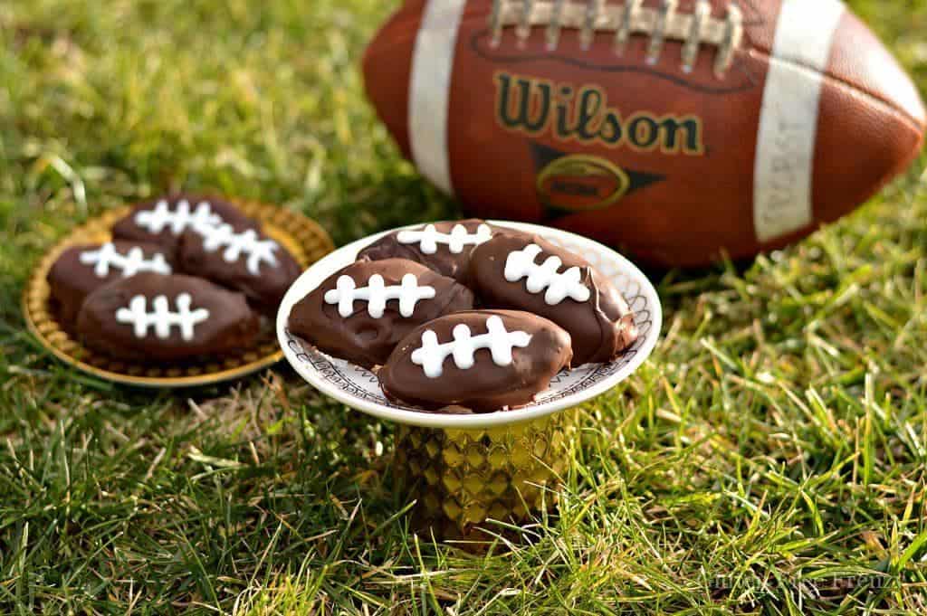 These gluten-free cookie dough footballs are perfect for your next sports night or Superbowl party. They are easy to make and everyone will love them!