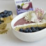 This blueberry heart smart smoothie bowl is as delicious as it is beautiful. The best part is that it can be made in under 15 minutes for snack or breakfast.