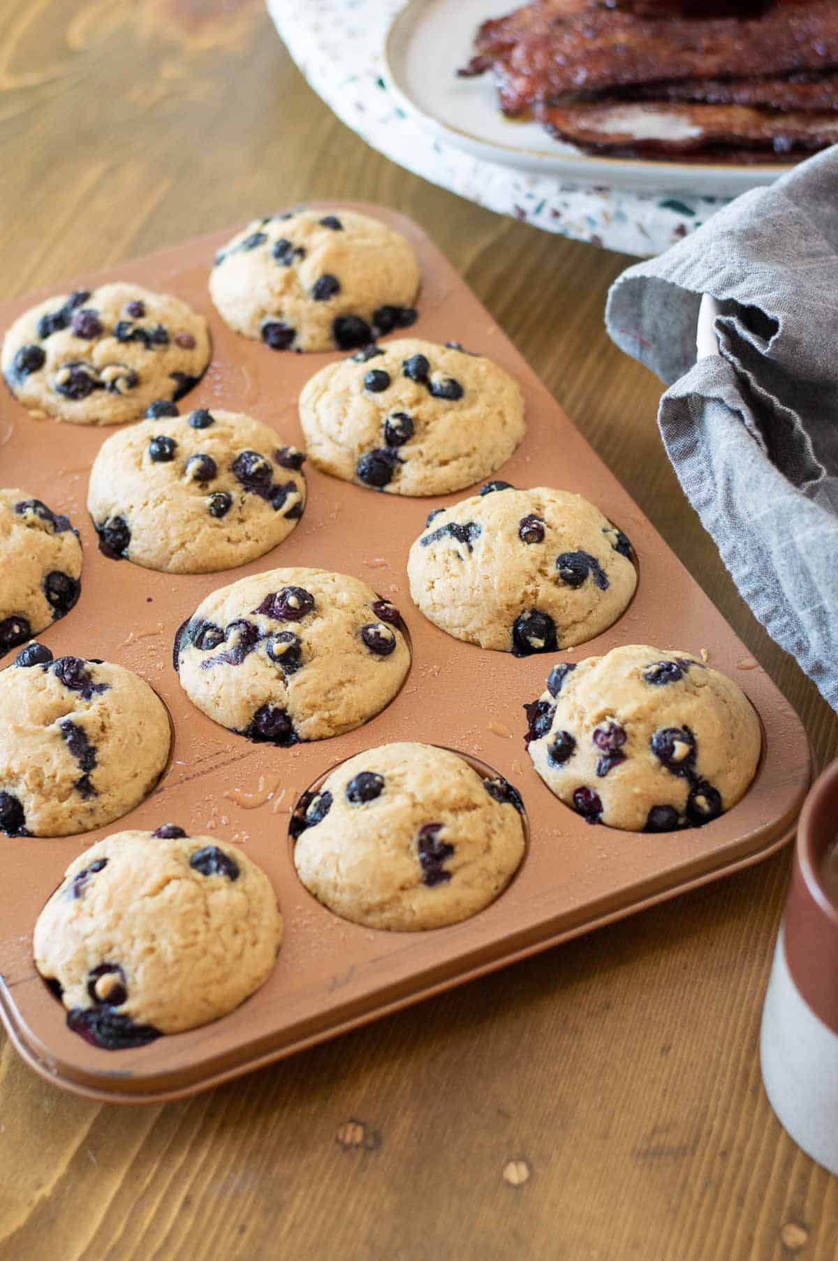 Dairy Free Muffins in a copper muffin pan