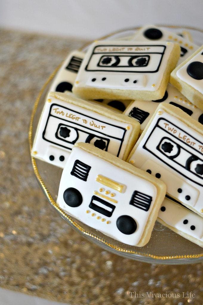 Two legit to quit 90's hip hop birthday cassette sugar cookies