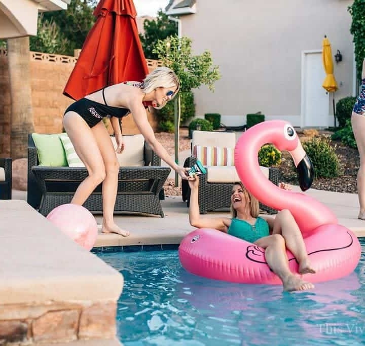 This ice cream pool party is so fun and easy to recreate. The mini gluten-free pinapple upside down cakes are so delicious and will make all your guests swoon!