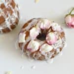 These gluten-free fried cake donuts are SO authentic and delicious! Nobody will ever know they aren't full of flour. Speaking of flour, how cute are those edible roses and how perfect are they for Earth Day?