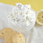 This lemon ginger cookie salad is perfect for a picnic or summer get together. It is easy to make and a real crowd pleasing sweet treat appetizer.