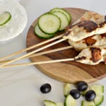 Yum, marinated chicken skewers with cucumber yogurt sauce are great for summer grilling and full of fresh flavors. The chicken is so tender and the sauce creamy and cool along side the perfectly grilled chicken that is great for dinner.
