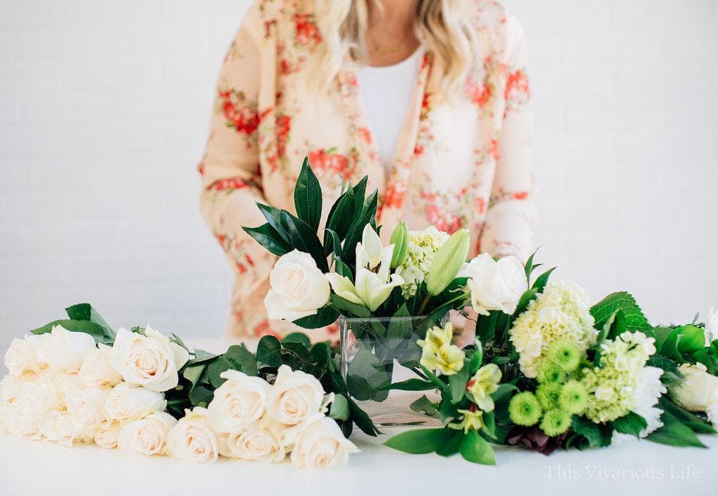 Greenery and white flowers 