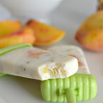 These gluten-free peach granola yogurt pops are a great summer treat that is both delicious and nutritious. | gluten free summer recipes | gluten free popsicle recipes | homemade popsicle recipes | recipes using fresh peaches | peach popsicle recipes | yogurt pop recipes | cool summer treats | recipes for summer | kid friendly recipes | healthy treat recipes || This Vivacious Life
