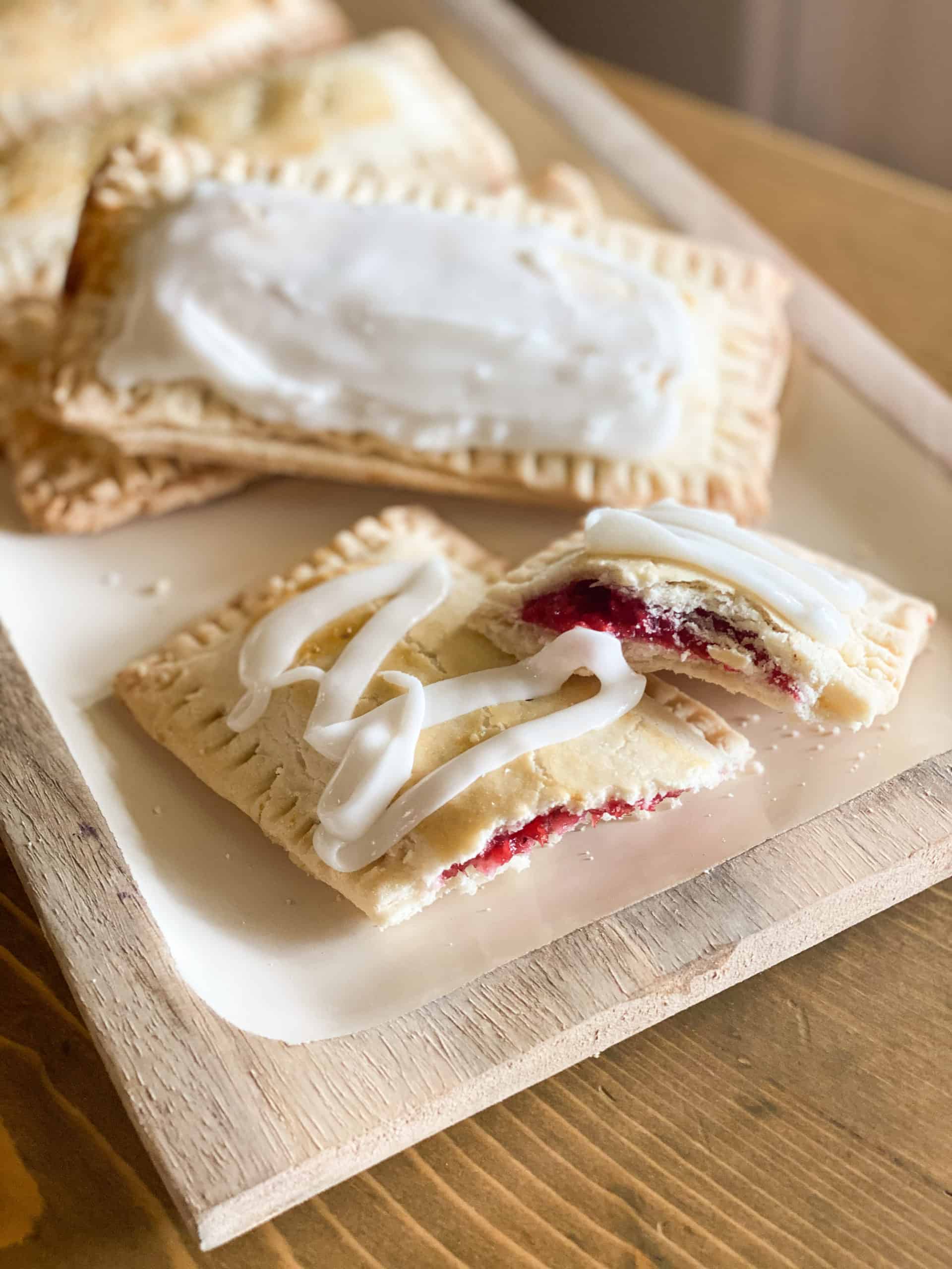 Gluten-Free Pop Tarts on a plate with frosting