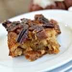 This gluten-free pecan pie bread pudding gives you all the warm fall flavors of pecan pie in a delicious breakfast.