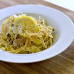 This gluten-free seafood pasta with lemon capers is absolutely delicious and straight out of Italy! The fresh parmigiano and gluten-free breadcrumbs are the the crowning jewel to this dinner.