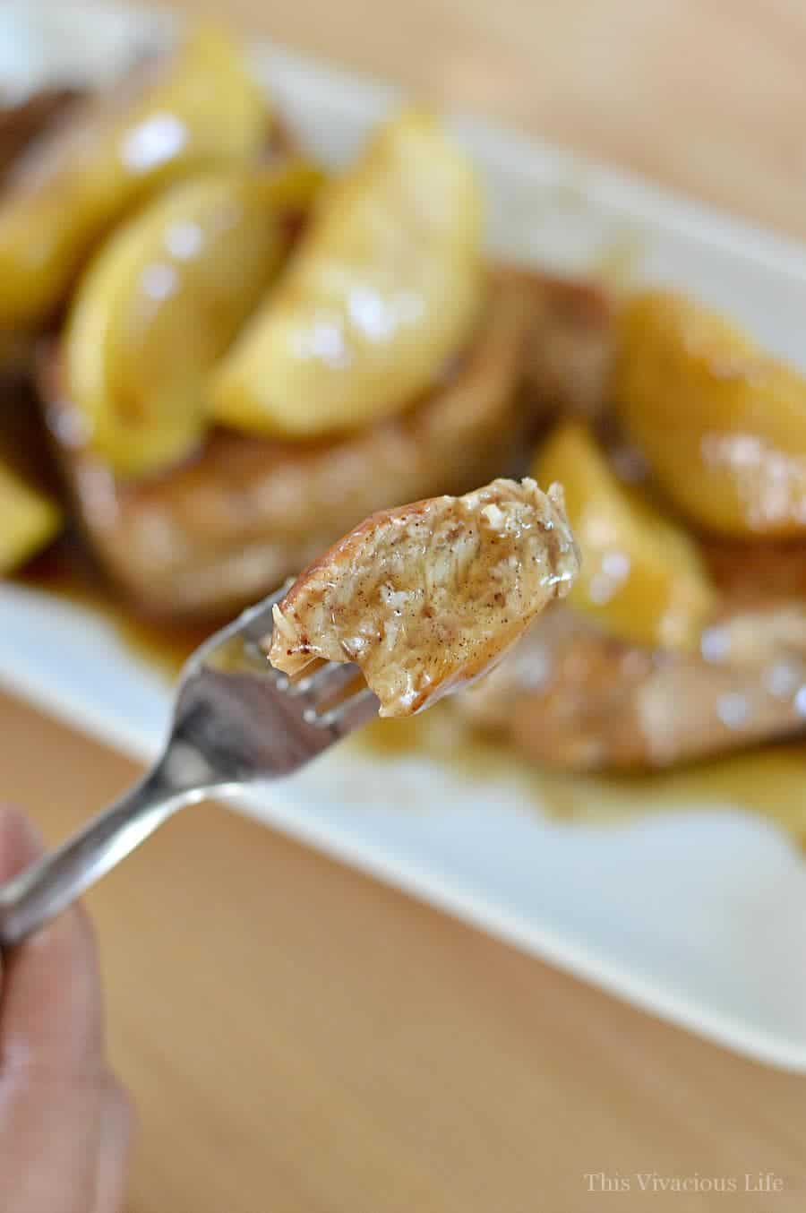 This gluten-free instant pot pork with cinnamon apples is a quick and easy dinner that can be prepared and on the table in under 25 minutes.