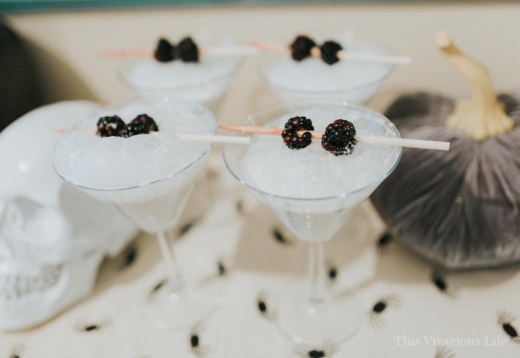 White Russian cocktails in martini glasses