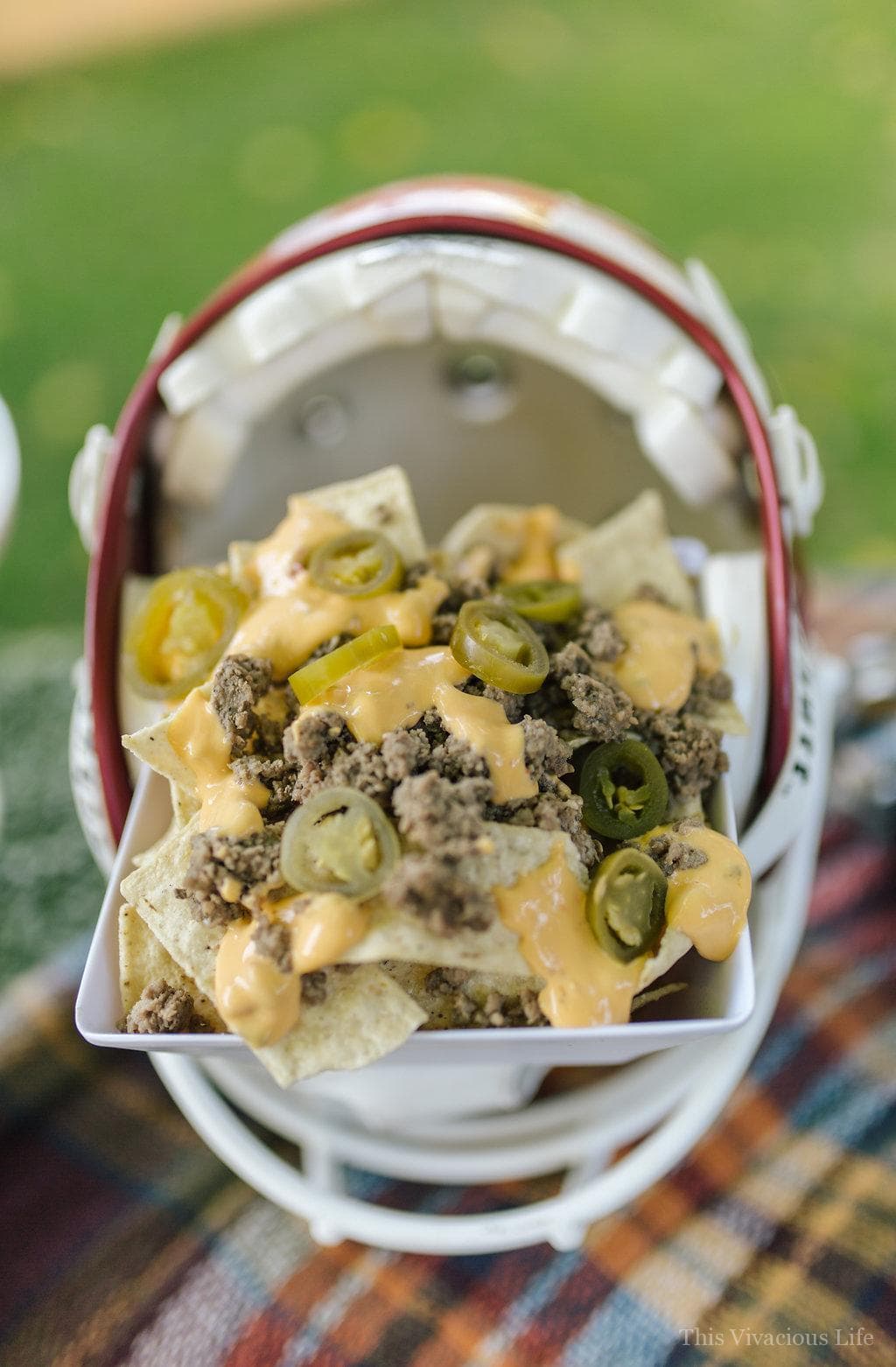 nachos in a helmet