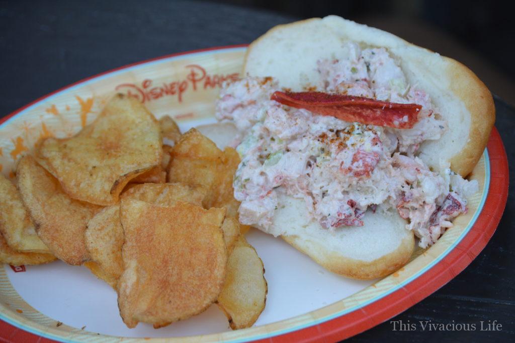 Disney Parks plate of potato chips and gluten-free lobster roll