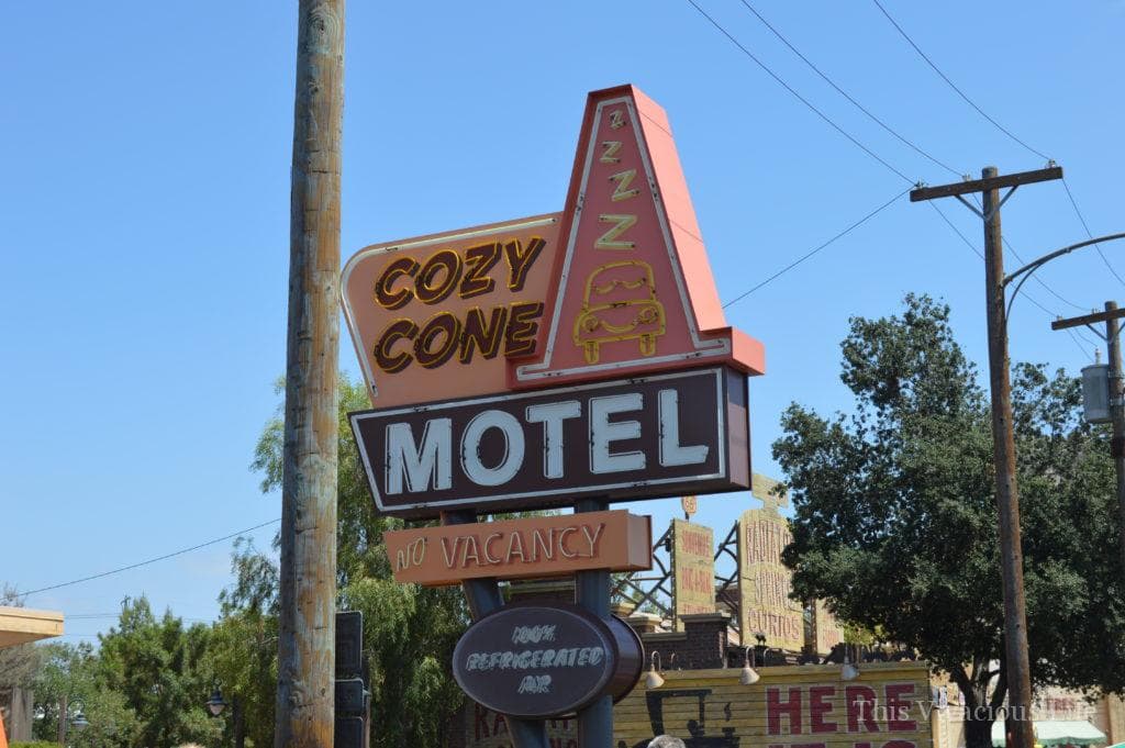 Cozy Cone motel sign in California Adventure