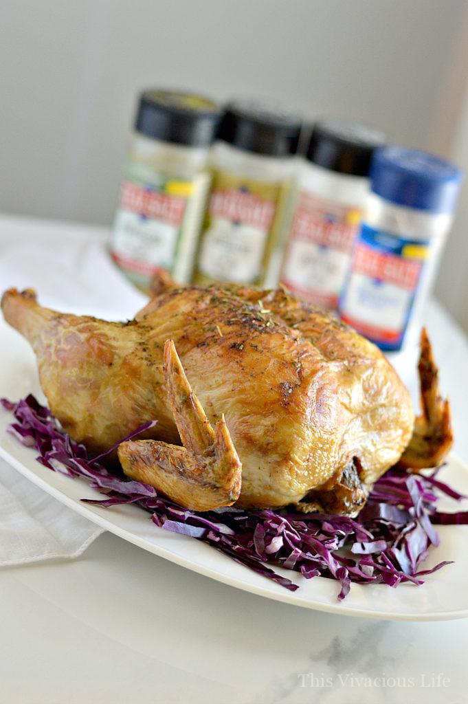 Easy Roasted Chicken Recipe | best roasted chicken | easy chicken recipes | easy dinner recipes | whole roasted chicken | oven roasted chicken | gluten-free chicken recipes || This Vivacious Life #roastedchicken #easydinner #glutenfreedinner