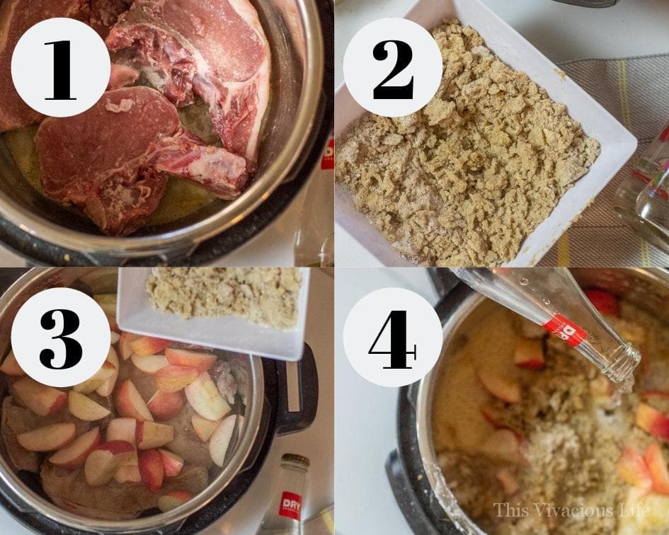 Step by step instructions for instant pot pork chops