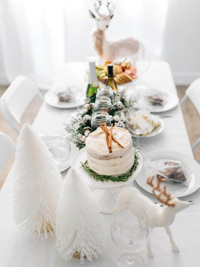 You guys are going to love this white Christmas dinner party and gluten-free eggnog cake! From the menu to the decor we kept it simple and sleek.