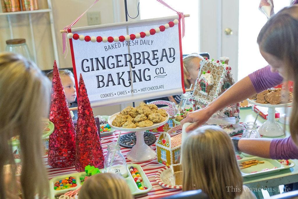 Gingerbread Decorating Party and Holiday Get Together | holiday party ideas | holiday party for kids | kids christmas party ideas | christmas parties for kids | gingerbread themed party | themed christmas party ideas | gluten free christmas || This Vivacious Life #christmasparty #kidschristmas #gingerbread