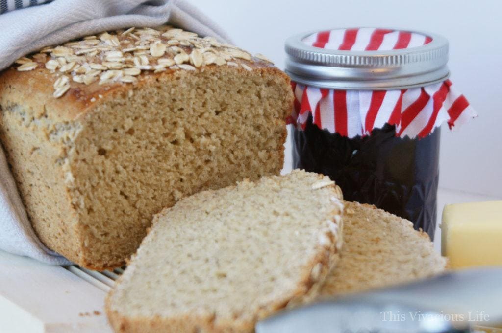 Gluten-free oat bread with jam