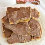 Gluten-free Christmas crack on a plate with chocolate on top