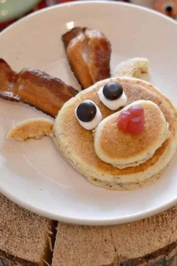 Reindeer Pancakes (so cute!) on a plate