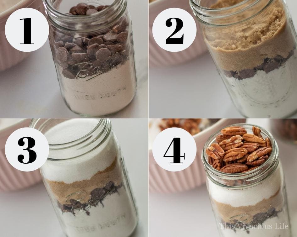 Photo collage of cookies being made in a jar
