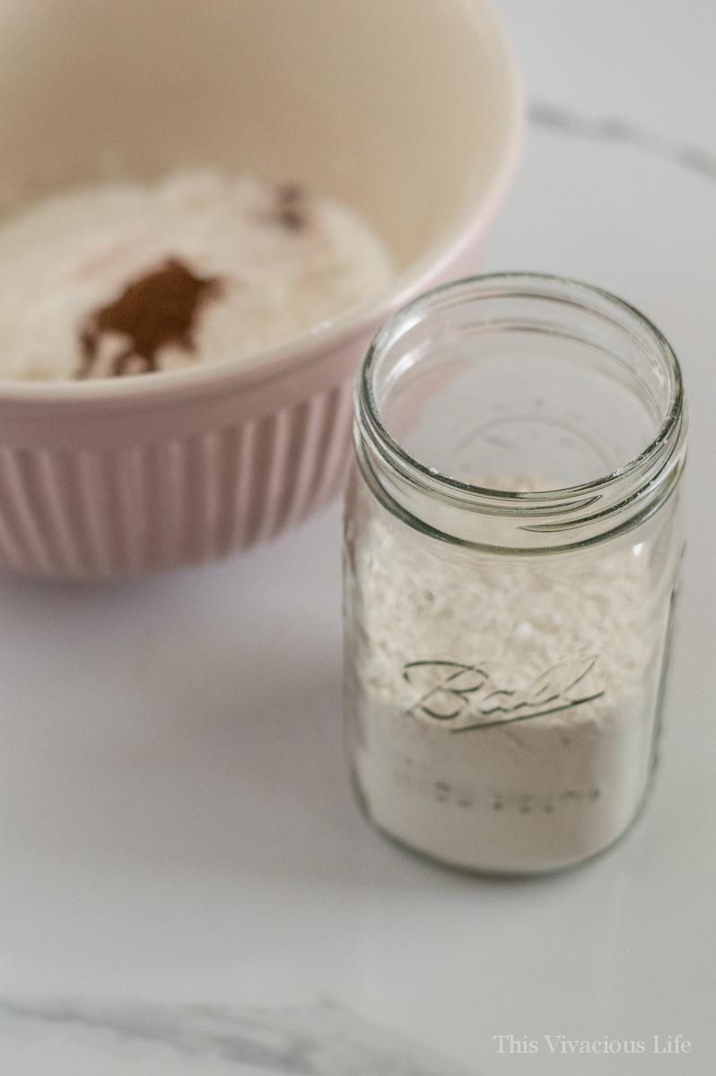 Mason jar with gluten-free flour inside