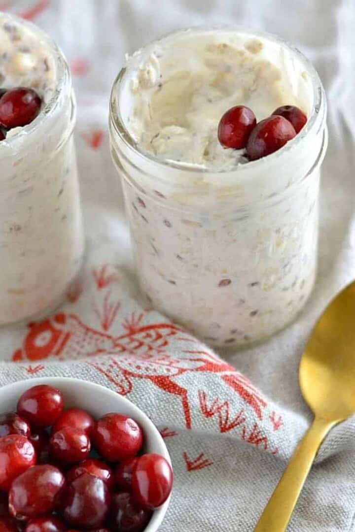 Bircher muesli with cranberries and chestnuts