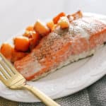 I love this one pan Whole30 butternut squash salmon because it’s so flavorful and literally the easiest dinner to make.